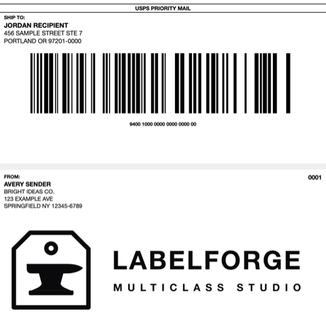 Avery label pair render