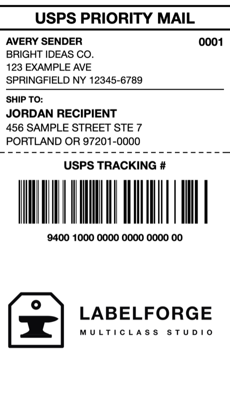 Shipping label render